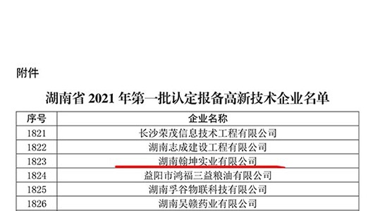 喜讯 | 翰坤实业通过高新技术企业认定